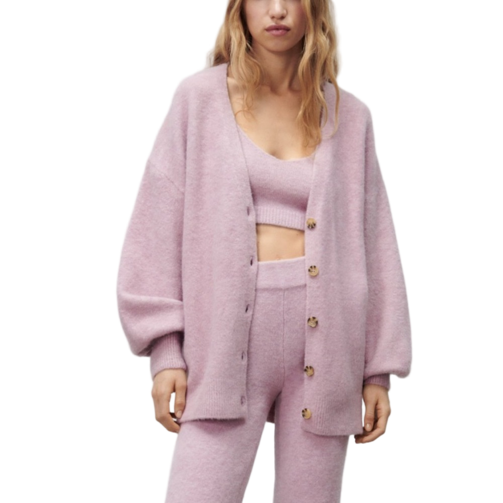 Zara Purple Wool Blend Cardigan Oversized Medium